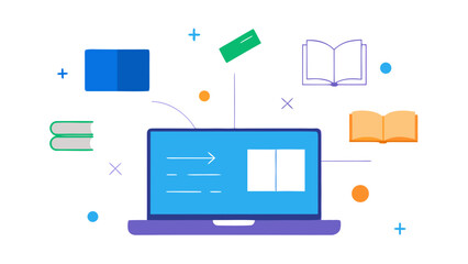 Digital Learning and Online Education Concept laptop