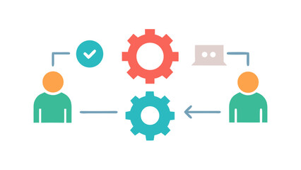Flat Design Icons Representing Collaboration and Process