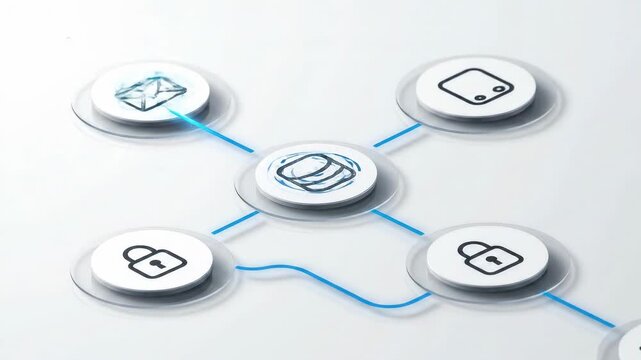 Digital Transformation - API-First Integration: Isometric node canvas routes a stylus-drawn path around obstacles into a clean plug end.