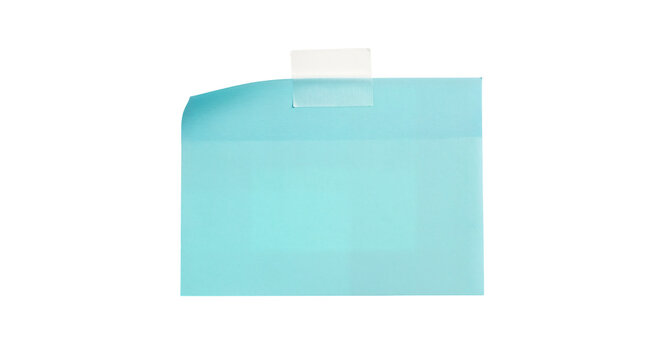 Sticky note reminder. Post it note paper. blue sheets for notes isolated with clipping path on background.