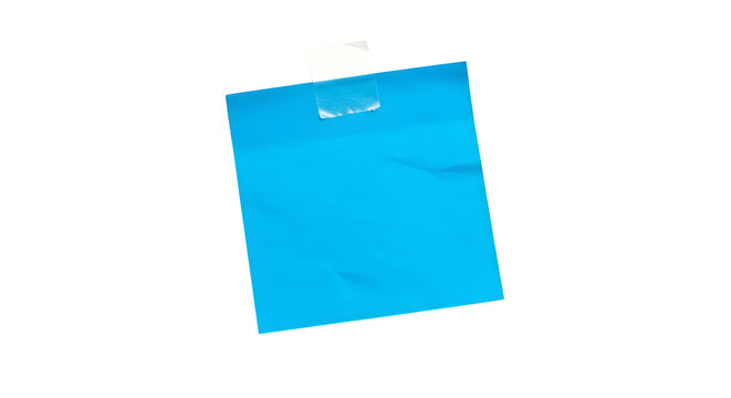 Sticky note reminder. Post it note paper. blue sheets for notes isolated with clipping path on background.
