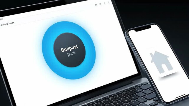 Digital Transformation - Low-Code Publish: Publish puck completes a radial fill; a home card fades onto the phone with a soft shadow catch.
