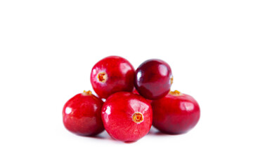 Red cranberries isolated on a white background.