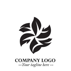 Leaf Logo Symbol Black on White Background in Elegant Minimalist Vector Design for Eco Branding