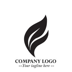 Leaf Logo Symbol Black on White Background in Elegant Minimalist Vector Design for Eco Branding