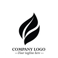 Leaf Logo Symbol Black on White Background in Elegant Minimalist Vector Design for Eco Branding