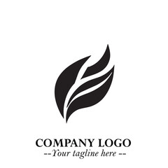 Leaf Logo Symbol Black on White Background in Elegant Minimalist Vector Design for Eco Branding