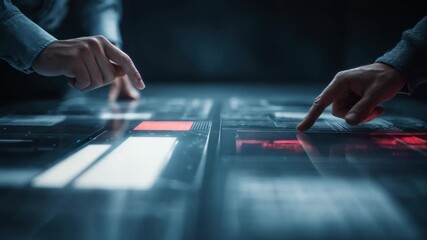 Medium shot of professionals analyzing transparent smart contracts on a digital interface to enhance business process automation and reduce operational risks. - Powered by Adobe