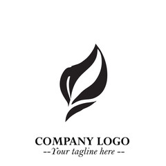 Leaf Logo Symbol Black on White Background in Elegant Minimalist Vector Design for Eco Branding