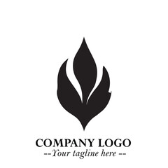 Leaf Logo Symbol Black on White Background in Elegant Minimalist Vector Design for Eco Branding