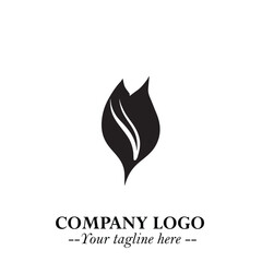 Leaf Logo Symbol Black on White Background in Elegant Minimalist Vector Design for Eco Branding