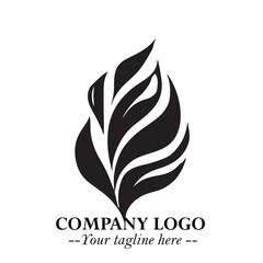 Leaf Logo Symbol Black on White Background in Elegant Minimalist Vector Design for Eco Branding