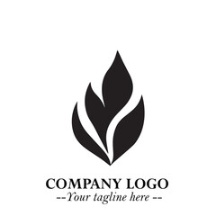Leaf Logo Symbol Black on White Background in Elegant Minimalist Vector Design for Eco Branding