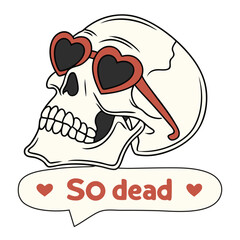 Obraz premium Skull with heart shaped sunglasses