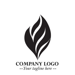 Leaf Logo Symbol Black on White Background in Elegant Minimalist Vector Design for Eco Branding