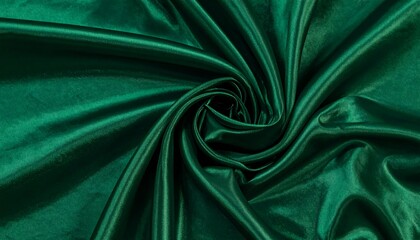Obraz premium Deep emerald green silk fabric swirled
