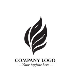 Leaf Logo Symbol Black on White Background in Elegant Minimalist Vector Design for Eco Branding