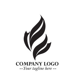 Obraz premium Leaf Logo Symbol Black on White Background in Elegant Minimalist Vector Design for Eco Branding