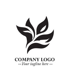 Leaf Logo Symbol Black on White Background in Elegant Minimalist Vector Design for Eco Branding