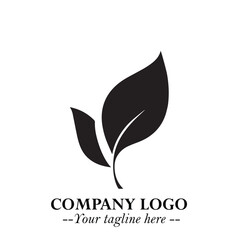 Leaf Logo Symbol Black on White Background in Elegant Minimalist Vector Design for Eco Branding