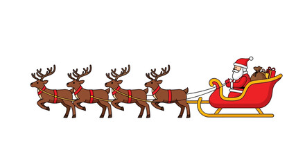 Santa Claus Delivering Gifts in a Sleigh Pulled by Reindeer on a Festive Christmas Eve