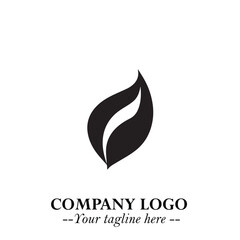 Leaf Logo Symbol Black on White Background in Elegant Minimalist Vector Design for Eco Branding