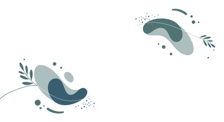 Obraz premium Minimalist abstract vector illustration with fluid organic shapes and delicate botanical elements, ideal for clean backgrounds, modern digital layouts, and elegant design