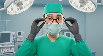 Medical professional prepares for procedure in operating room setting