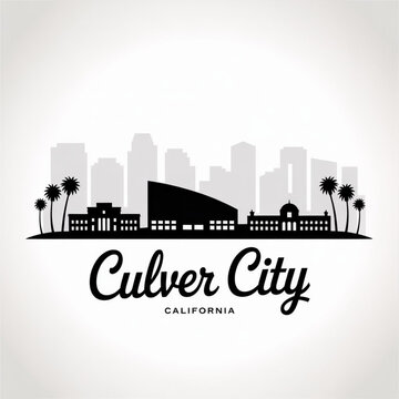 Culver City California Skyline Silhouette &mdash; Minimalist Vector Art of a Creative Los Angeles Hub