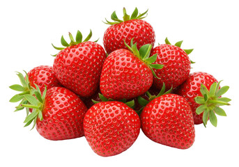 Isolated Pile of Fresh Strawberries with Stems and Seeds for Fruity Smoothies or Baking Treats