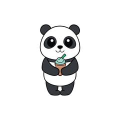 Panda Eating Ice Cream Vector Art on White Background