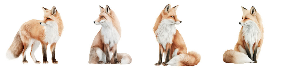 Watercolor Red Fox Collection on White