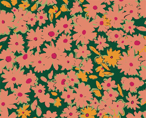 abstract, vector, monochrome, big flowers, all over textiles design, illustration digital image can be used for wrapping paper,allover