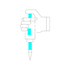 Illustration of a pen with cyan accents on a transparent white background representing writing or creativity in a simple graphic style