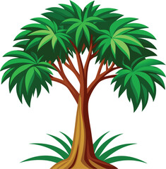 Obraz premium Tropical Chamaedorea Palm Tree Vector Art in Minimal Modern Style