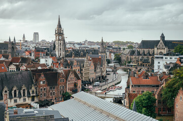Fototapeta premium View Over Ghents Old Houses from Gravensteen