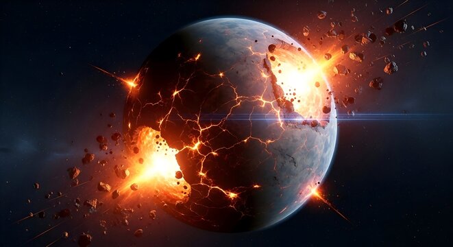 Exploding Planet - A Catastrophic Cosmic Event in Space.