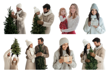 PNG Family holiday joy captured beautifully, element set on transparent background