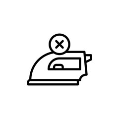 Iron symbol with a cross on a transparent background indicating no ironing instruction for clothing care symbols