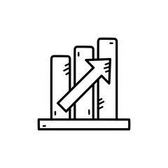Doodle Style Bar Chart Showing Upward Trend With Arrow on Transparent Background
