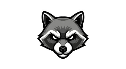 Bold raccoon mascot logo, ready for your sports team or esports brand, a fierce and modern icon that's both edgy and professional, perfect for branding