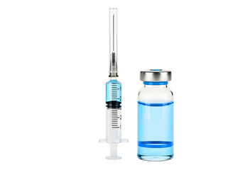 Medical syringe and vial isolated on transparent background