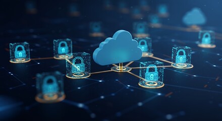 Cloud computing digital network security data protection technology concept