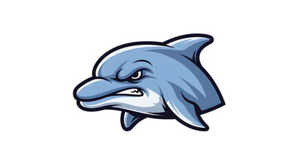 Obraz premium Aggressive dolphin logo, perfect for esports team, sports branding, or edgy mascot design, conveying strength and determination with a powerful, modern aesthetic
