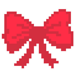 Obraz premium Pixel Art Red Bow Ribbon Decoration Icon Illustration
