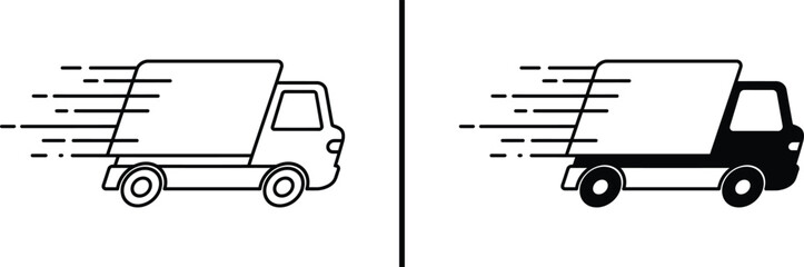 Fast Delivery Truck Icon, Express Shipping and Logistics Vector