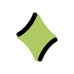 Light Green Diamond Shape With Black Outline On White Background Isolated Graphic Element