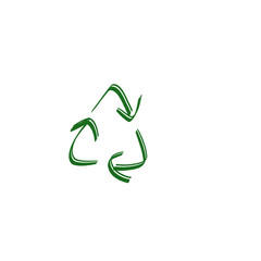 Green recycling symbol with three arrows forming a triangle, eco-friendly icon.
