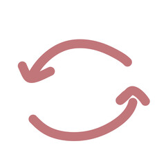 Two maroon curved arrows forming a circular motion, symbol of refresh and synchronization.