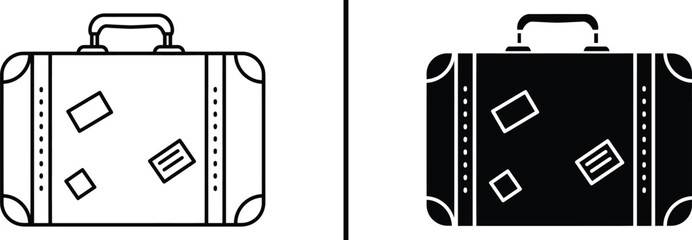 Suitcase Icon, Travel and Vacation Luggage Vector Illustration